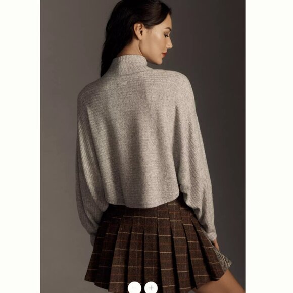 Pilcro Cozy Ribbed Turtleneck Batwing Pullover Light Grey - M - NWT - Picture 3 of 9